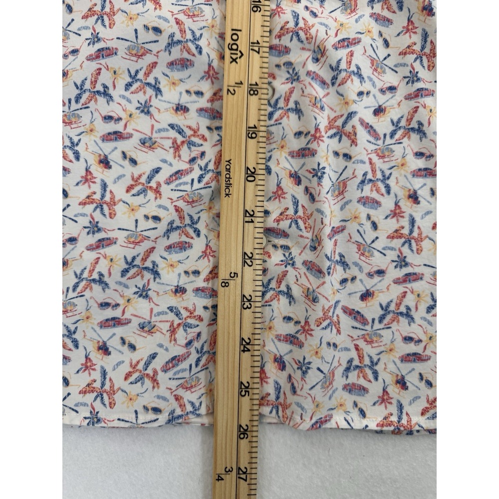 Peter Millar Button Down Shirt Mens L White Pocket Stretch Beach Cars Trees AOP - Picture 2 of 8